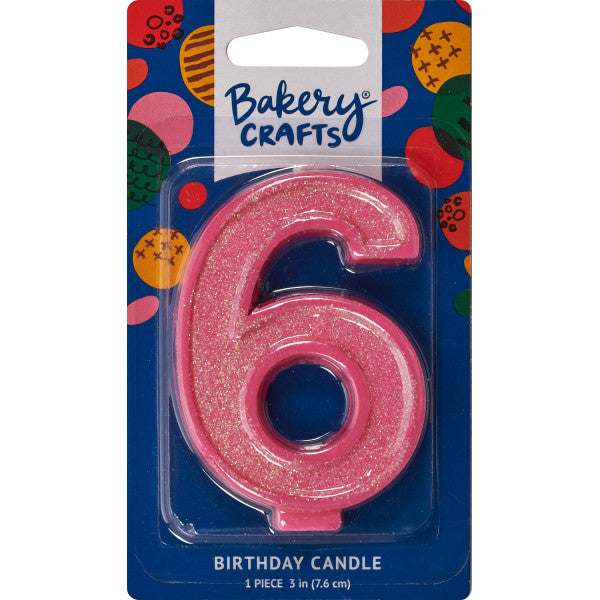6 Glitter Numeral Candles