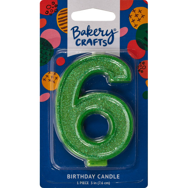 6 Glitter Numeral Candles